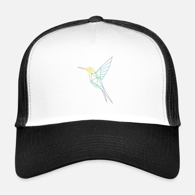 Geometric Rainbow Hummingbird - Trucker Cap - white/black