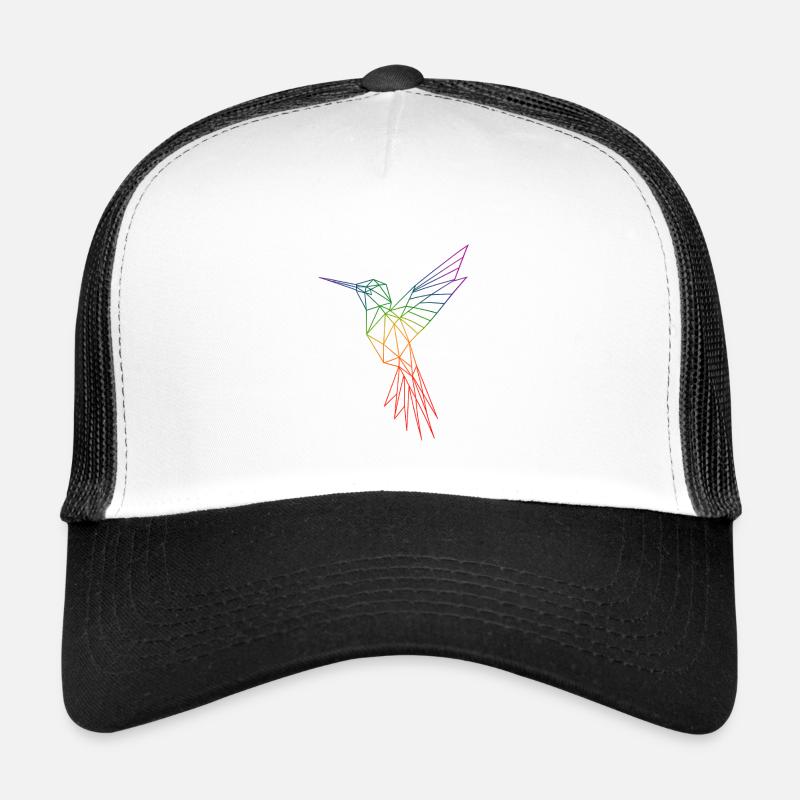 Rainbow Origami Hummingbird - Trucker Cap - white/black