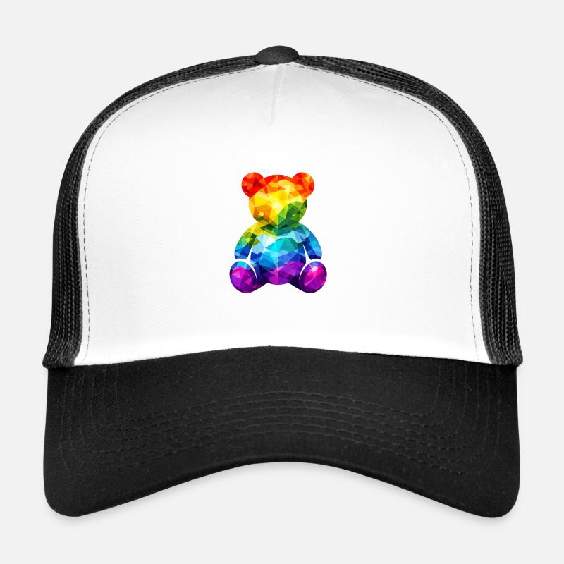 Regenbogen-Teddybär im geometrischen Muster Trucker Cap
