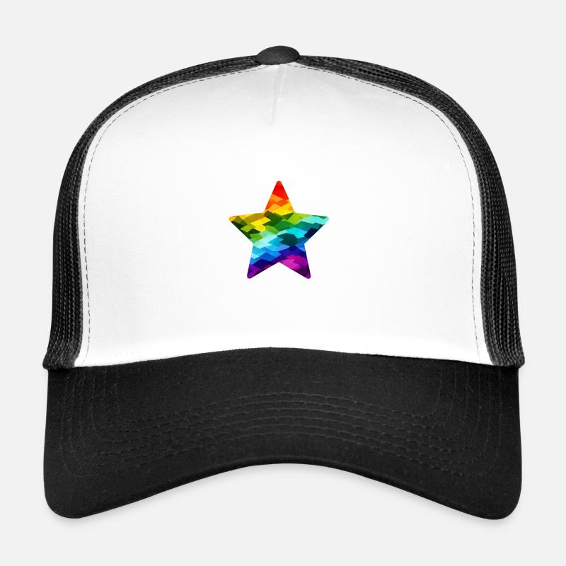 Rainbow Mosaic Star - Trucker Cap - white/black