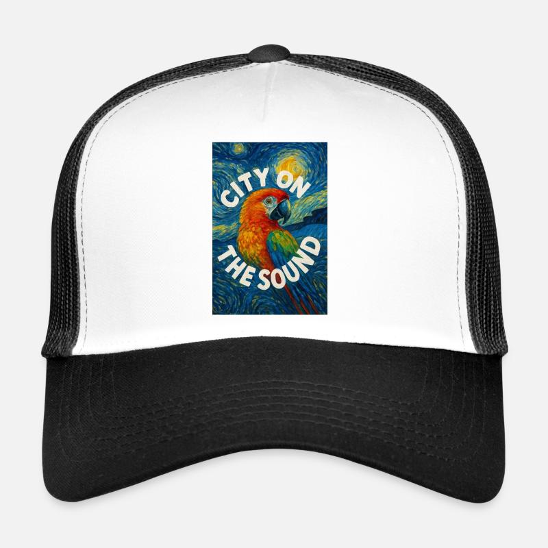 Vibrant_Macaw_Amidst_Swirling_Post-Impressionis Casquette trucker