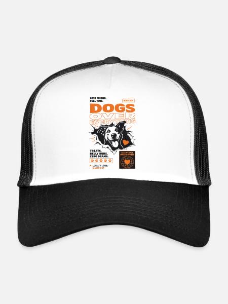 Les chiens avant tout : design canin amusant - Casquette trucker  - blanc/noir - Devant