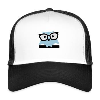 owl with glasses - Trucker Cap - white/black - Front