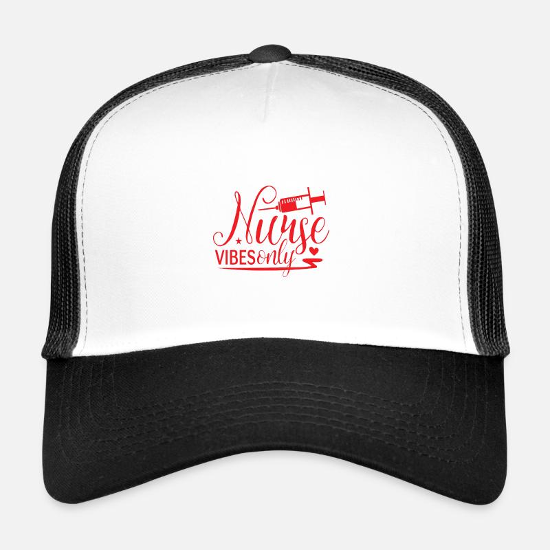 Nur Krankenschwester Vibes Krankenhaus Sprüche - Trucker Cap - Weiß/Schwarz