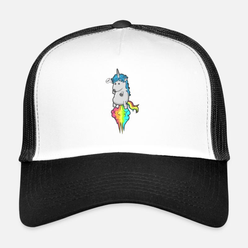 Einhorn Regenbogen Pups Wolke Mädchen T-Shirt Oops - Trucker Cap - Weiß/Schwarz