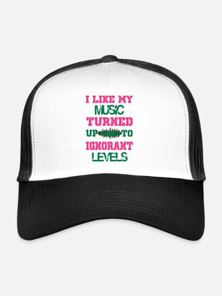J'aime ma musique tournée vers les niveaux - Casquette trucker  - blanc/noir - Devant
