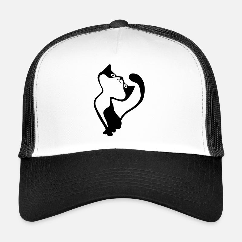 Katze - Trucker Cap - Weiß/Schwarz
