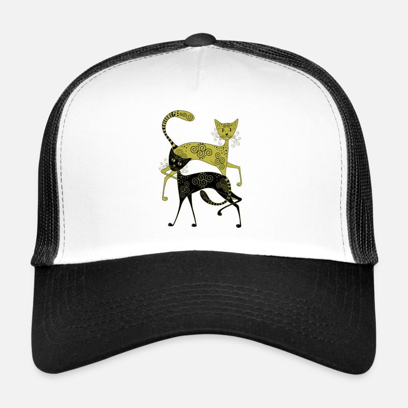 chat doré et noir avec motif abstrait Casquette trucker 