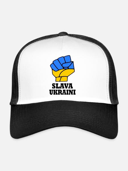 Slava ukraini - Casquette trucker  - blanc/noir - Devant