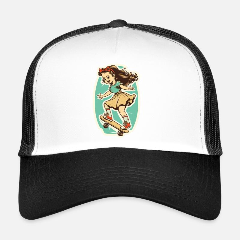 Skater-Mädchen - Trucker Cap - Weiß/Schwarz