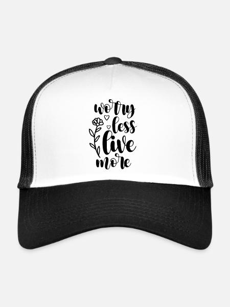 Worry less Live more - Trucker Cap - white/black - Front