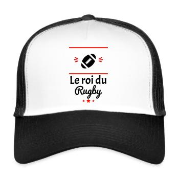 le roi du rugby, idée cadeau rugbyman, rugbymen - Casquette trucker  - blanc/noir - Devant