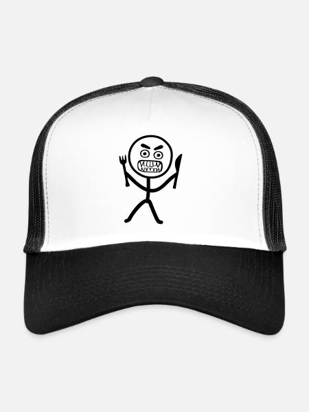 Hungriges Emoji Strichmännchen - Trucker Cap - Weiß/Schwarz - Vorne