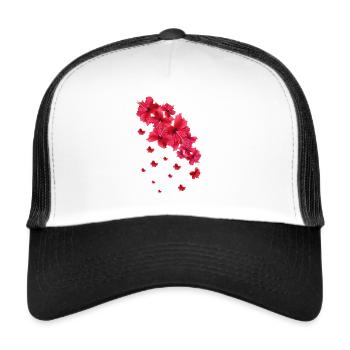 Hibiscus,Flower,Lotus,Blossom,Floral,Hibiscus Blossom - Trucker Cap - white/black - Front