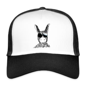 Donkey, Stuffed Animal,Watercolor,Drawing,Sunglasses - Trucker Cap - white/black - Front