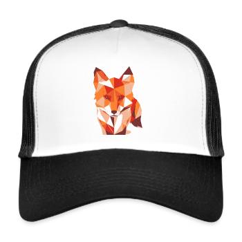 Fuchs ,Geometrisch , illustration,abstrakt,orange - Trucker Cap - Weiß/Schwarz - Vorne