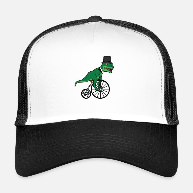 T-Rex on bike Dino - Trucker Cap - white/black