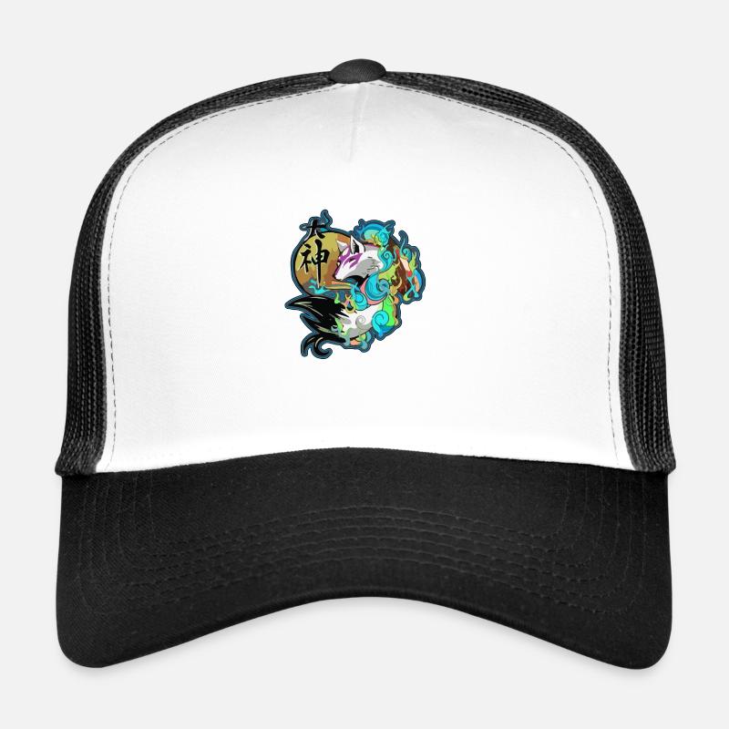 japanese wolf art Trucker Cap