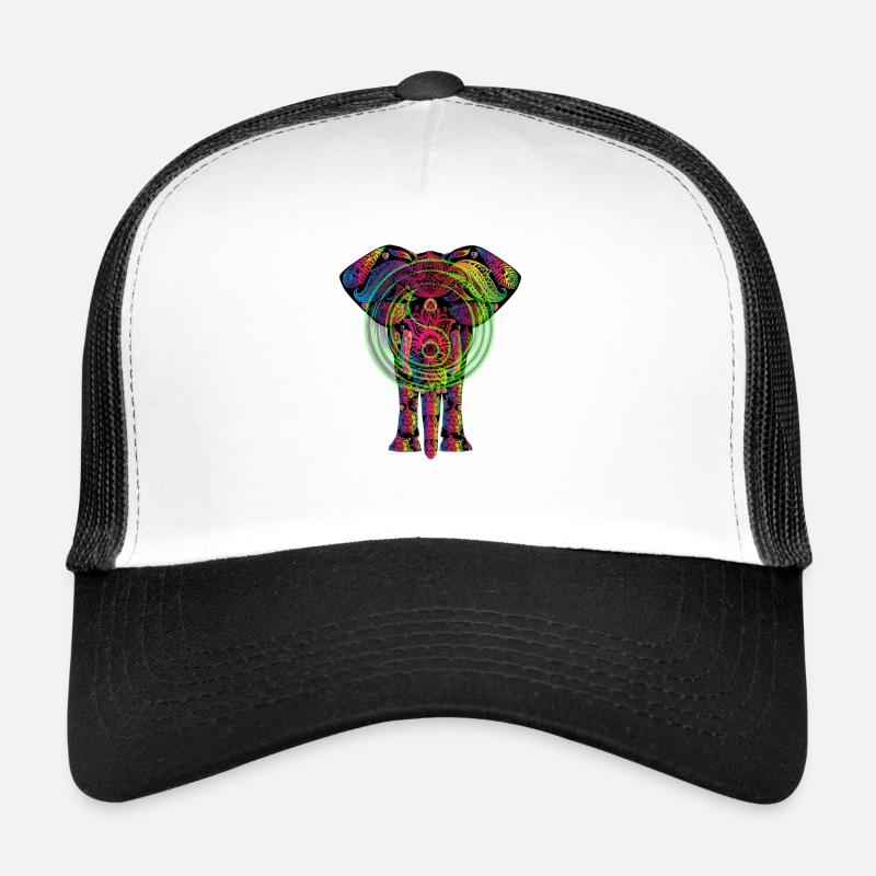 Yin Yang Elephant - Casquette trucker  - blanc/noir