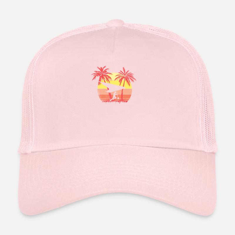 Hanggliding Summer Sunset 80s Palm Trucker Cap