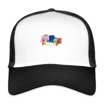 Elefant und Hase schlafen im Bett - Trucker Cap - Weiß/Schwarz - Vorne
