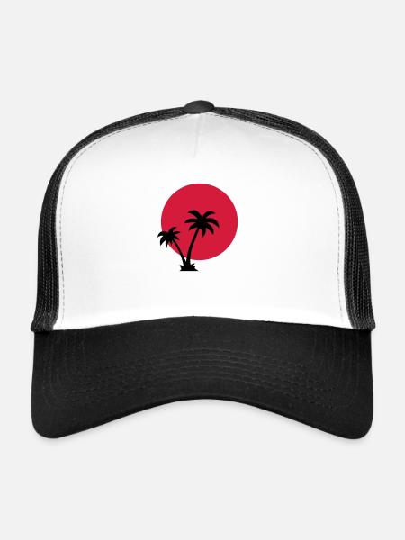 Palm Trees Sun - Trucker Cap - white/black - Front