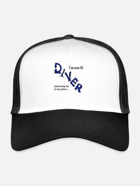 I´m over 50 Diver please help me in my jacket - Trucker Cap - Weiß/Schwarz