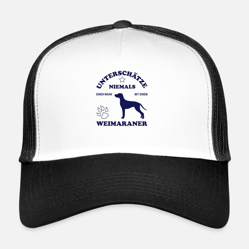 Unterschätze niemals einen Man m. einem Weimaraner - Trucker Cap - Weiß/Schwarz