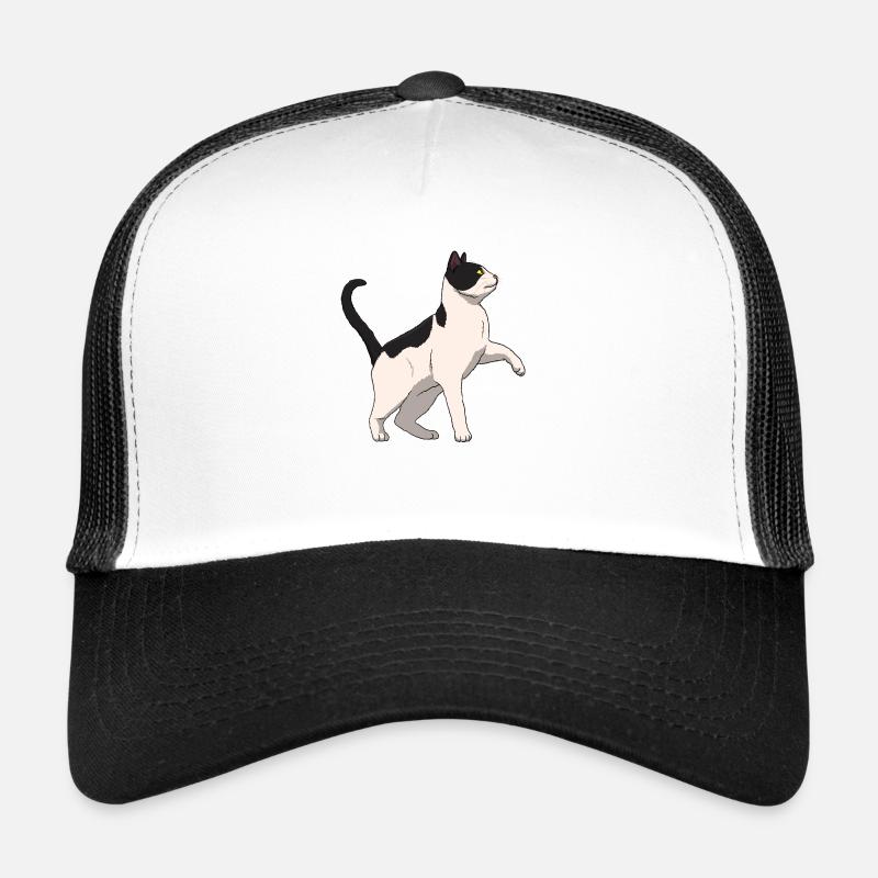 Cat Black and White Trucker Cap