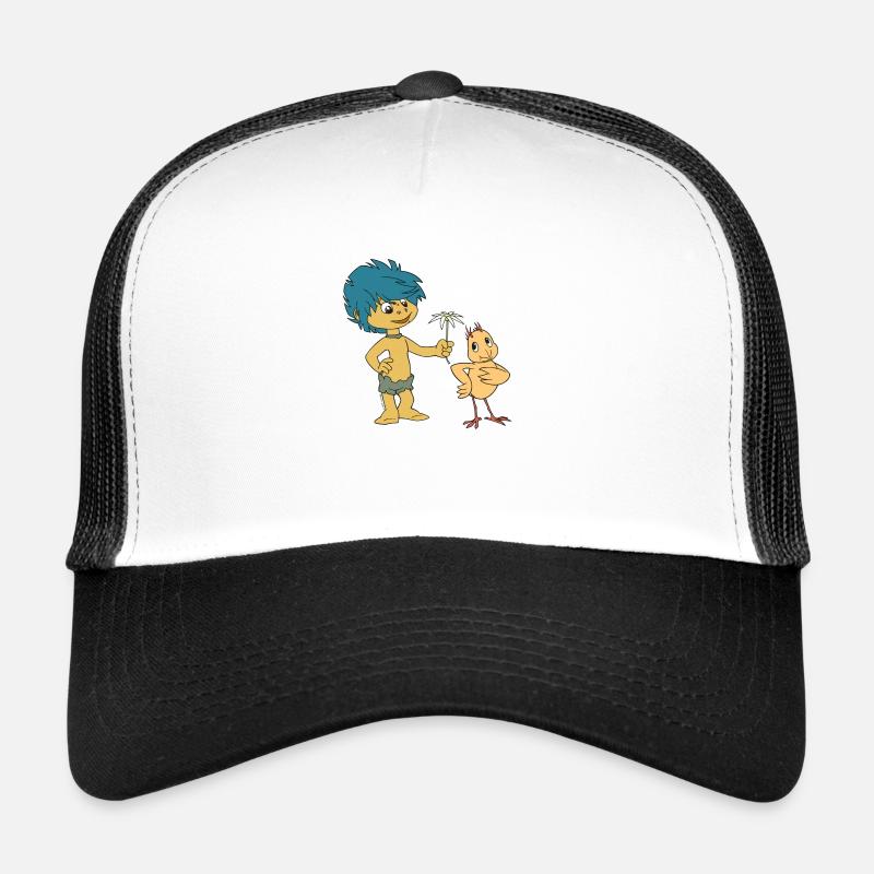 Plumps & Küken Blume - Trucker Cap - Weiß/Schwarz