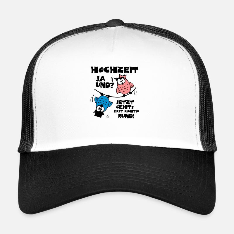Eulen Hochzeit - ja und? - Trucker Cap - Weiß/Schwarz