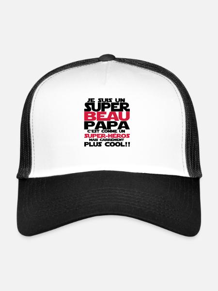 c'est comme un super-héros(beau papa) - Casquette trucker  - blanc/noir - Devant
