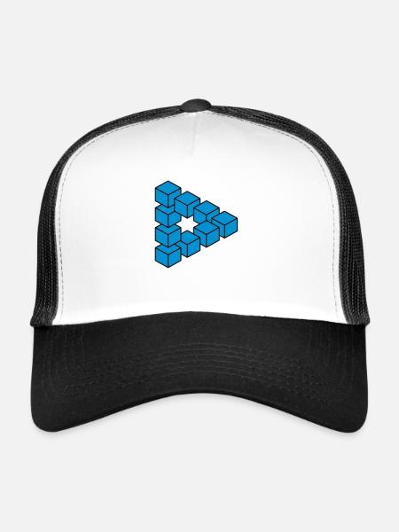 Optical illusion - Impossible figure - Casquette trucker  - blanc/noir - Devant