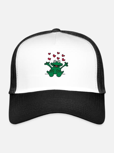 heart_frog_1220113c_a - Casquette trucker  - blanc/noir - Devant