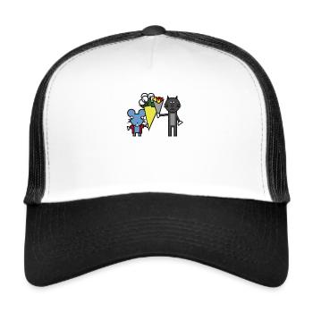 Katze Maus Tierliebe Geschenk - Trucker Cap - Weiß/Schwarz - Vorne