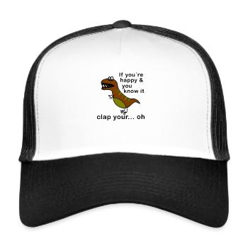 Schwarzer Humor T-Rex - Trucker Cap - Weiß/Schwarz - Vorne