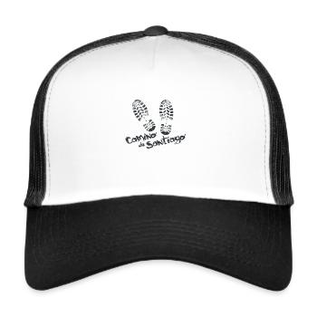 Camino de Santiago. Saint-Jacques. T-shirt thé - Casquette trucker  - blanc/noir - Devant