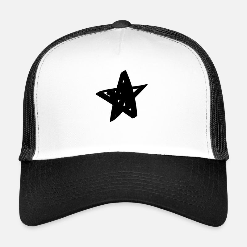 Comic Stern/Sterne - gemalt, gezeichnet, Comicstil - Trucker Cap - Weiß/Schwarz