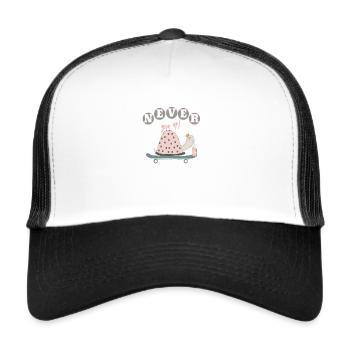 Never give up ! - Casquette trucker  - blanc/noir - Devant