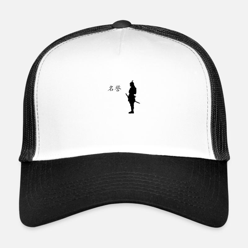 Samurai du Japon Honur Kanji - Casquette trucker  - blanc/noir