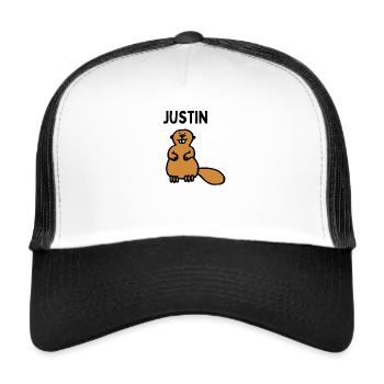 Un castor nommé Justin - Casquette trucker  - blanc/noir - Devant