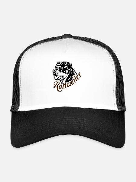 569 Rottweiler chien - Casquette trucker  - blanc/noir - Devant