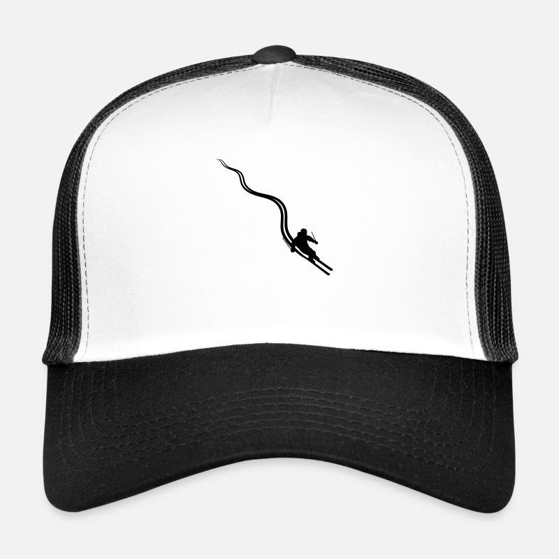 trails line path tracks ski ride down mountain w Trucker Cap