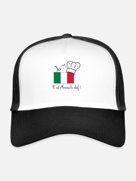 Ici ?! C'est Nonna le chef ! - Casquette trucker  - blanc/noir - Devant