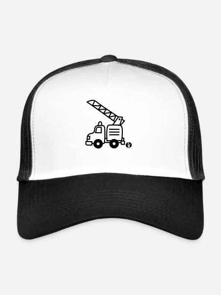 Pompiers auto-pompe - Casquette trucker  - blanc/noir - Devant