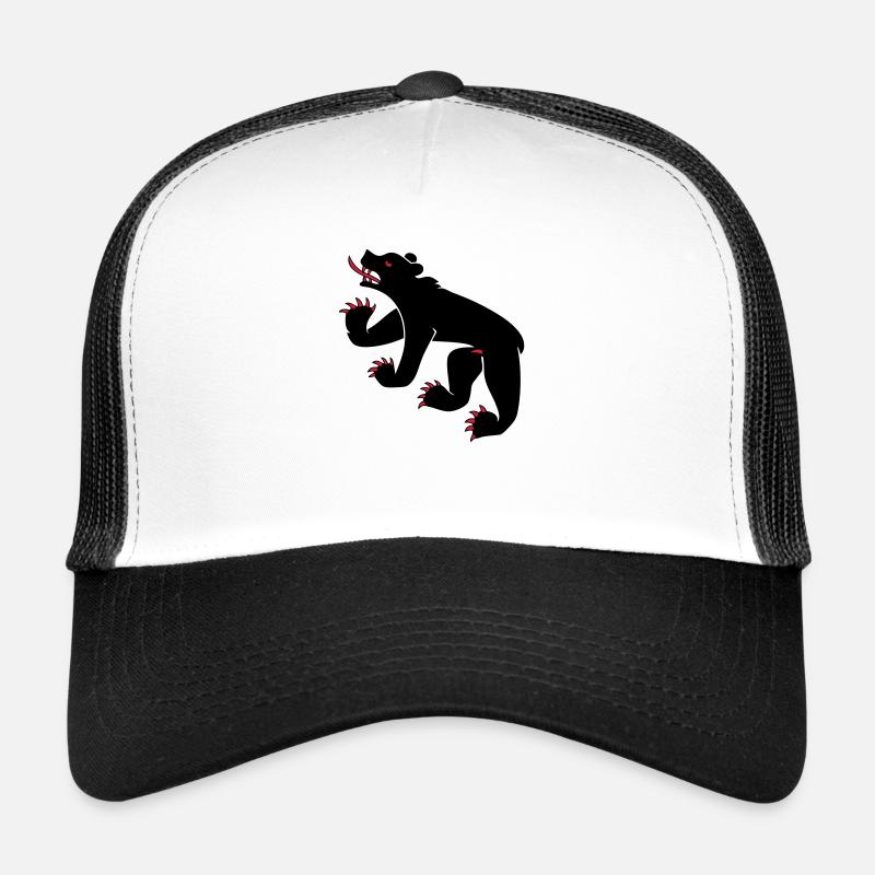 Zeichnung einer Bär ensymbolflagge Bern Schweiz - Trucker Cap - Weiß/Schwarz