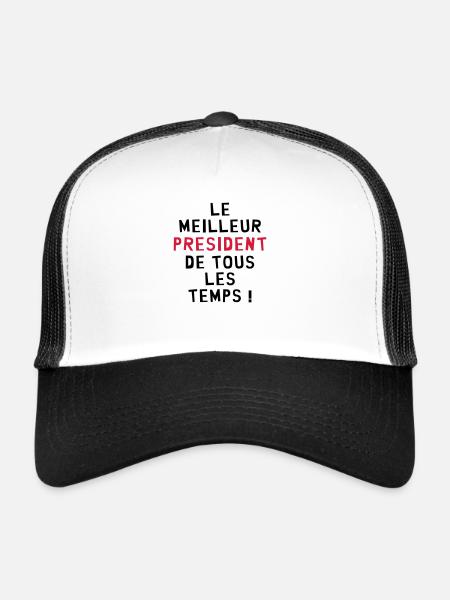 Patron / Chef / Président / Club / PDG / Patron - Casquette trucker  - blanc/noir - Devant