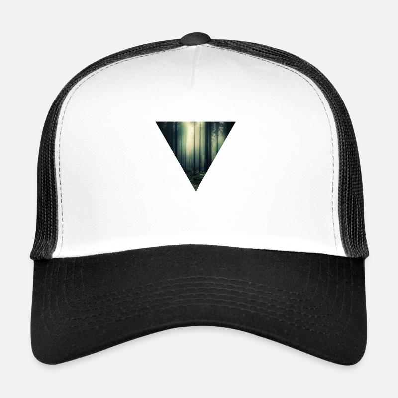 Forêt lumineuse dans le brouillard - Casquette trucker  - blanc/noir