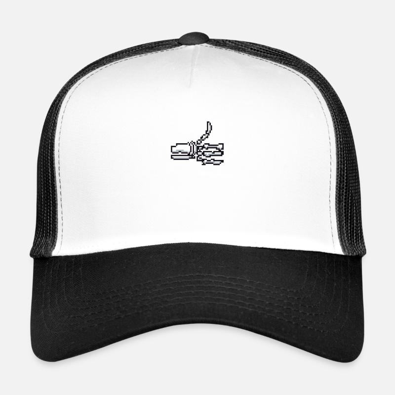 Retro Skeleton Thumbs Up Pixel Art Trucker Cap