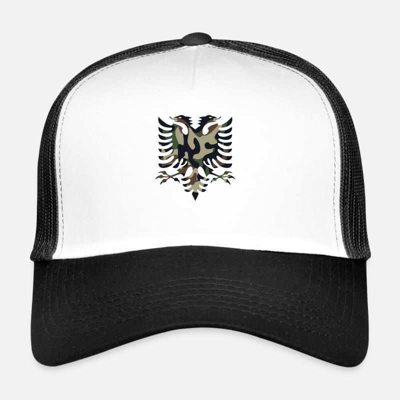 Couleurs de camouflage du drapeau de l'Albanie - Casquette trucker - blanc/noir